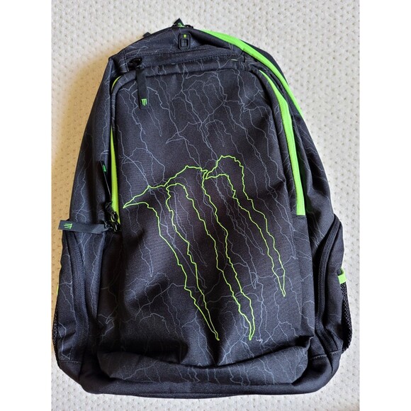 NEW Monster Energy 2013 Promo Premium Laptop Backpack Bookbag Black Lime Logo - Picture 1 of 11